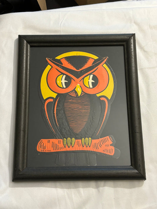 Vintage Framed H E Luhr Owl Moon