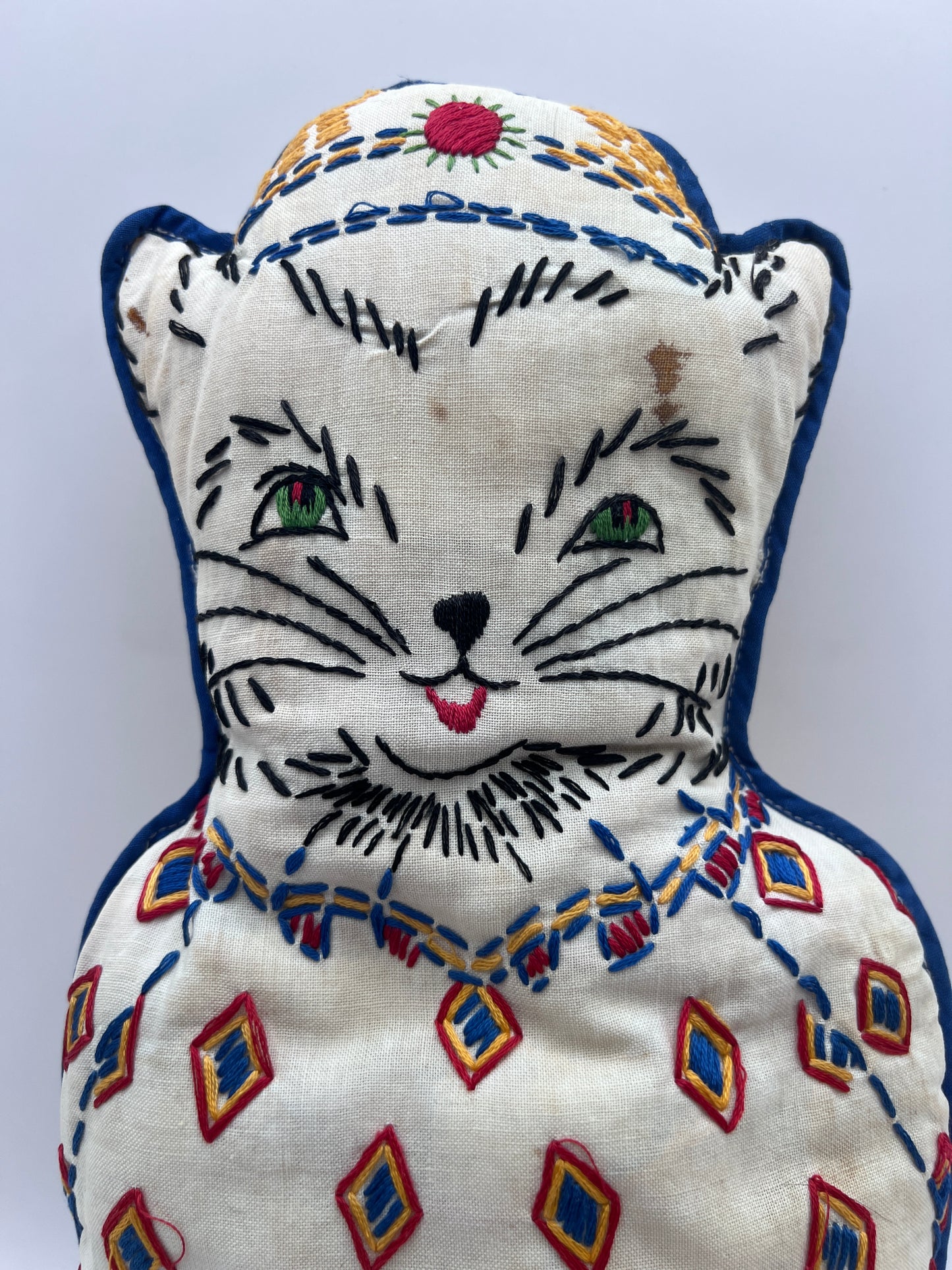 Antique Folk Art Cat Pillow