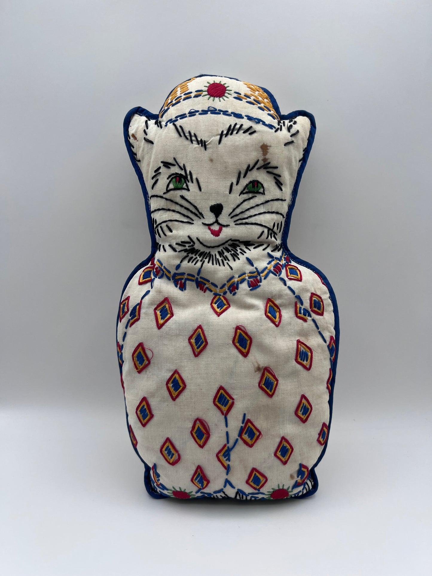 Antique Folk Art Cat Pillow